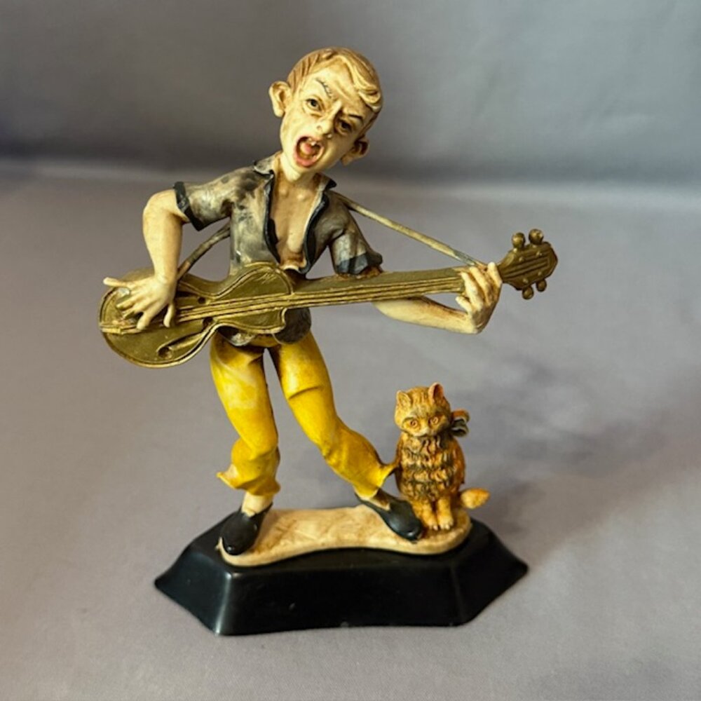 Roman Fontanini Italy Figurine Simonelli Depose Boy Cat Guitar Street Musician